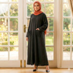 A21698 BLACK E PLEATED ABAYA