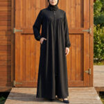 A45285S BLACK ZIP ABAYA