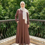 A45294KH MAUVE BROWN ZIP ABAYA