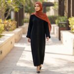 A8331  BLACK IRIDESCENT ABAYA