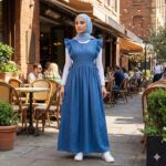 D19113KM DENIM BLUE FLUTTER SLEEVE MAXI DRESS