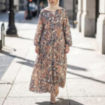 D23585BEJ BROWN PAISLEY MAXI DRESS