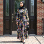 D279902S BLACK FLORAL PRINT DRESS