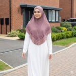 H478-5  MAUVE  TWO LAYER GLITTER INSTANT HIJAB