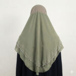 H478-8  DARK SAGE TWO LAYER GLITTER INSTANT HIJAB - Image 2