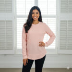 T25133182-P1710 PINK WAFFLE LONG SLEEVE TOP