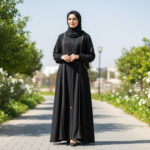 A1801 BLACK BUTTON ABAYA