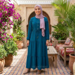 D10335 TEAL TIERRED BUTTON DOWN DRAWSTRING ON WAIST DRESS