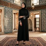 D60064 BLACK BUTTON DOWN EMBRODIARY ON SLEEVE DRESS