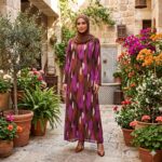 A098 PURPLE PRINT ABAYA