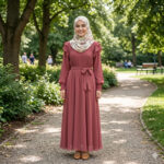 CH1787 ROSE PINK TWEEN SMOCKED MAXI DRESS