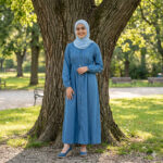 CH8515 LIGHT DENIM BLUE BUTTON DOWN MAXI DRESS