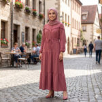 D10334 PINK TIERED LONG SLEEVE DRESS