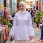 T20298 WHITE BUTTON DOWN TOP WITH FLARED TIE LONG SLEEVE TOP