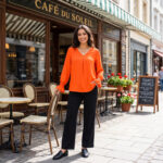T732065945175 RUST SMOCK CUFF LONG SLEEVE TOP
